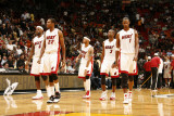 Indiana Pacers v Miami Heat: LeBron James, James Jones, Eddie House, Dwyane Wade and Chris Bosh Photographic Print by Issac Baldizon