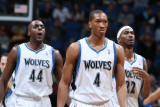 Golden State Warriors v Minnesota Timberwolves: Anthony Tolliver, Wesley Johnson and Corey Brewer Photographic Print by David Sherman