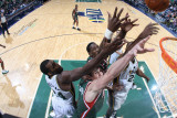 Milwaukee Bucks v Utah Jazz: Paul Millsap, Al Jefferson, Ersan Ilyasova and Larry Sanders Photographic Print by Melissa Majchrzak