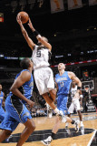 Orlando Magic v San Antonio Spurs: Tony Parker, Michael Piertrus and Marcin Gortat Photographic Print by D. Clarke Evans