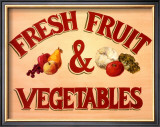 Fruits & Vegetables Sign Poster by Madison Michaels