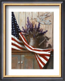 Flag with Purple Flowers Prints by T. C. Chiu