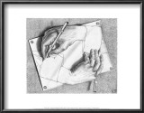 Drawing Hands Print by M. C. Escher