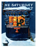 "Newsstand in the Snow" Saturday Evening Post Cover, December 20,1941 Giclee Print by Norman Rockwell