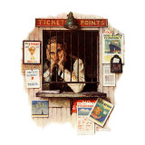 "Ticket Agent", April 24,1937 Giclee Print by Norman Rockwell