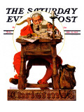"Santa at His Desk" Saturday Evening Post Cover, December 21,1935 Giclee Print by Norman Rockwell