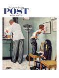 "Before the Shot" or "At the Doctor's" Saturday Evening Post Cover, March 15,1958 Giclee Print by Norman Rockwell