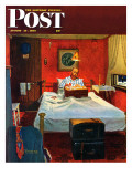 "Solitaire" Saturday Evening Post Cover, August 19,1950 Giclee Print by Norman Rockwell