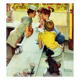 "Soda Jerk", August 22,1953 Reproduction procédé giclée par Norman Rockwell