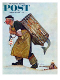 "Mermaid" or "Lobsterman" Saturday Evening Post Cover, August 20,1955 Giclee Print by Norman Rockwell