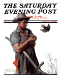 "Farmer and the Bird" or "Harvest Time" Saturday Evening Post Cover, August 18,1923 Giclee Print by Norman Rockwell