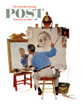 "Triple Self-Portrait" Saturday Evening Post Cover, February 13,1960 Giclée-Druck von Norman Rockwell