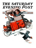 "Look Out Below" or "Downhill Daring" Saturday Evening Post Cover, January 9,1926 Giclee Print by Norman Rockwell