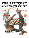 "Circus" or "Meeting the Clown" Saturday Evening Post Cover, May 18,1918 Giclee Print by Norman Rockwell