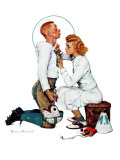 "Letter Sweater" (boy & girl), November 19,1938 Giclee Print by Norman Rockwell