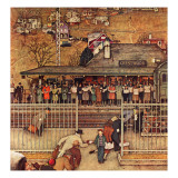 "Commuters" (waiting at Crestwood train station), November 16,1946 Giclee Print by Norman Rockwell