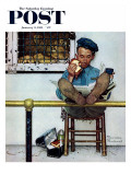 "Lion and His Keeper" Saturday Evening Post Cover, January 9,1954 Giclee Print by Norman Rockwell