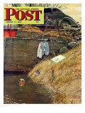 "Swimming Hole" Saturday Evening Post Cover, August 11,1945 Giclee Print by Norman Rockwell