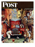"Road Block" Saturday Evening Post Cover, July 9,1949 Reproduction procédé giclée par Norman Rockwell