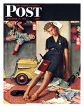 "Santa's Helper" Saturday Evening Post Cover, December 27,1947 Giclee Print by Norman Rockwell