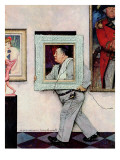 "Picture Hanger" or "Museum Worker", March 2,1946 Giclee Print by Norman Rockwell