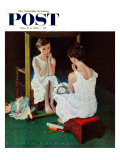 "Girl at the Mirror" Saturday Evening Post Cover, March 6,1954 Reproduction procédé giclée par Norman Rockwell