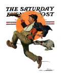 "Fleeing Hobo" Saturday Evening Post Cover, August 18,1928 Giclee Print by Norman Rockwell