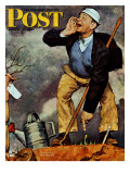 "First Flower" or "First Crocus" Saturday Evening Post Cover, March 22,1947 Giclee Print by Norman Rockwell