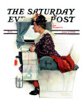 "Airplane Trip" or "First Flight" Saturday Evening Post Cover, June 4,1938 Giclee Print by Norman Rockwell