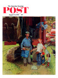 "Construction Crew" Saturday Evening Post Cover, August 21,1954 Giclee Print by Norman Rockwell