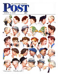 "Chain of Gossip" Saturday Evening Post Cover, March 6,1948 Giclée-Druck von Norman Rockwell