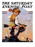 "On Top of the World" Saturday Evening Post Cover, October 20,1934 Reproduction procédé giclée par Norman Rockwell