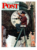 "Clock Repairman" Saturday Evening Post Cover, November 3,1945 Giclee Print by Norman Rockwell