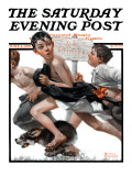 "No Swimming" Saturday Evening Post Cover, June 4,1921 Reproduction procédé giclée par Norman Rockwell
