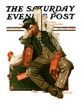 "Asleep on the Job" Saturday Evening Post Cover, August 29,1925 Giclee Print by Norman Rockwell