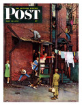 "Homecoming G.I." Saturday Evening Post Cover, May 26,1945 Giclée-Druck von Norman Rockwell