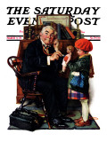 "Doctor and the Doll" Saturday Evening Post Cover, March 9,1929 Reproduction procédé giclée par Norman Rockwell