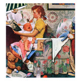"Baby Sitter", November 8,1947 Giclee Print by Norman Rockwell