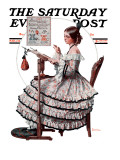 "Needlepoint" Saturday Evening Post Cover, March 1,1924 Giclee Print by Norman Rockwell