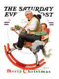 "Gramps on Rocking Horse" Saturday Evening Post Cover, December 16,1933 Giclee Print by Norman Rockwell