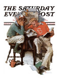 "Cramming" Saturday Evening Post Cover, June 13,1931 Giclee Print by Norman Rockwell