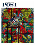 "Repairing Stained Glass" Saturday Evening Post Cover, April 16,1960 Giclee Print by Norman Rockwell
