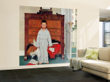 "Truth about Santa" or "Discovery" Saturday Evening Post Cover, December 29,1956 Wall Mural – Large by Norman Rockwell
