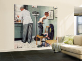 "Before the Shot" or "At the Doctor's" Saturday Evening Post Cover, March 15,1958 Wall Mural – Large by Norman Rockwell