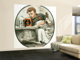 "Mom's Helper" or "Peeling Potatoes" Saturday Evening Post Cover, January 29,1921 Wall Mural – Large by Norman Rockwell