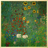 Farm Garden with Sunflowers, c.1912 Framed Canvas Print by Gustav Klimt