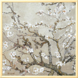 Almond Branches in Bloom, San Remy, c.1890 (tan) Framed Canvas Print by Vincent van Gogh