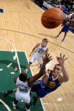 Golden State Warriors v Utah Jazz: Andris Biedrins and Al Jefferson Photographic Print by Melissa Majchrzak