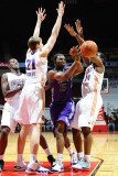 Dakota Wizards v Iowa Energy: Darren Cooper, Connor Atchley and Othyus Jeffers Photographic Print by Larry W. Smith