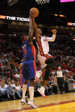 Detroit Pistons v Miami Heat: Dwyane Wade and Ben Wallace Photographic Print by Mike Ehrmann